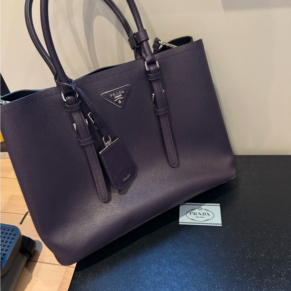 Prada Purple medium double saffiano leather bag - Picture 4 of 5